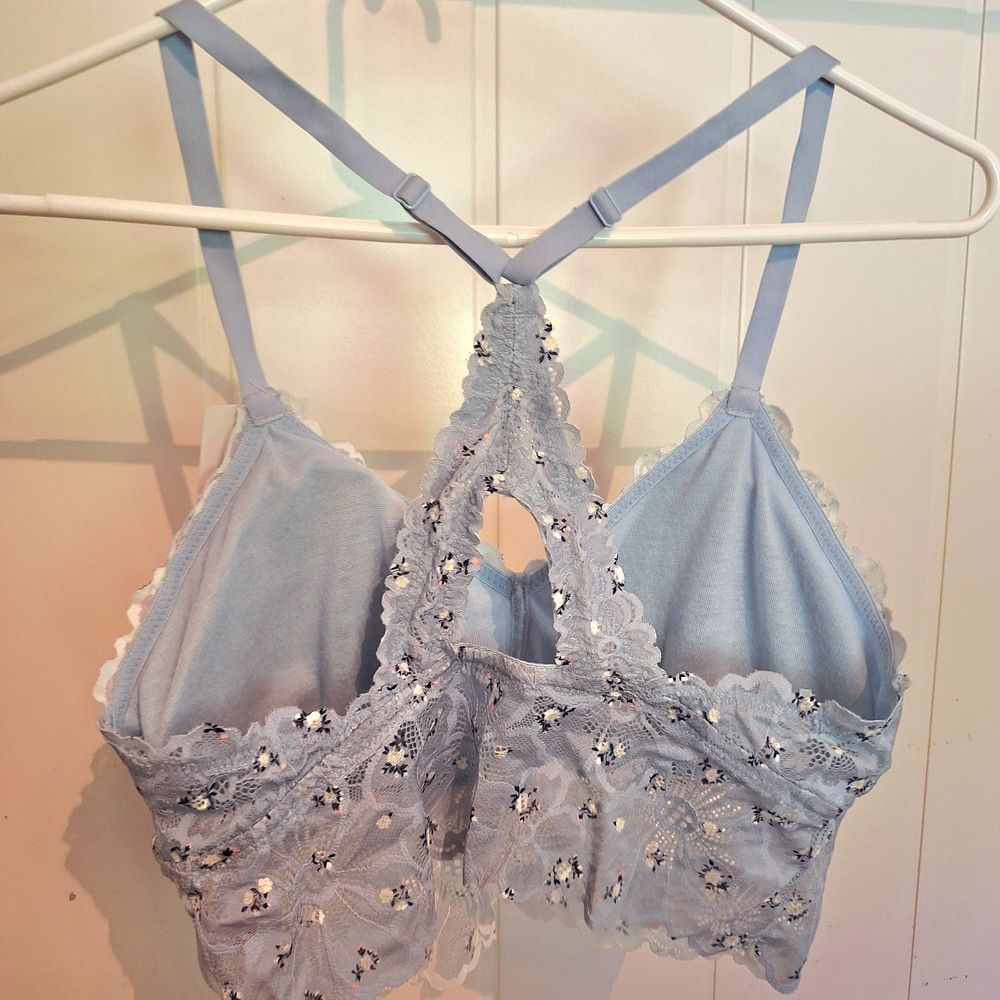 NWT No Boundaries Blue Lace Bra with Strappy Y-Back Size XL - Picture 2 of 3